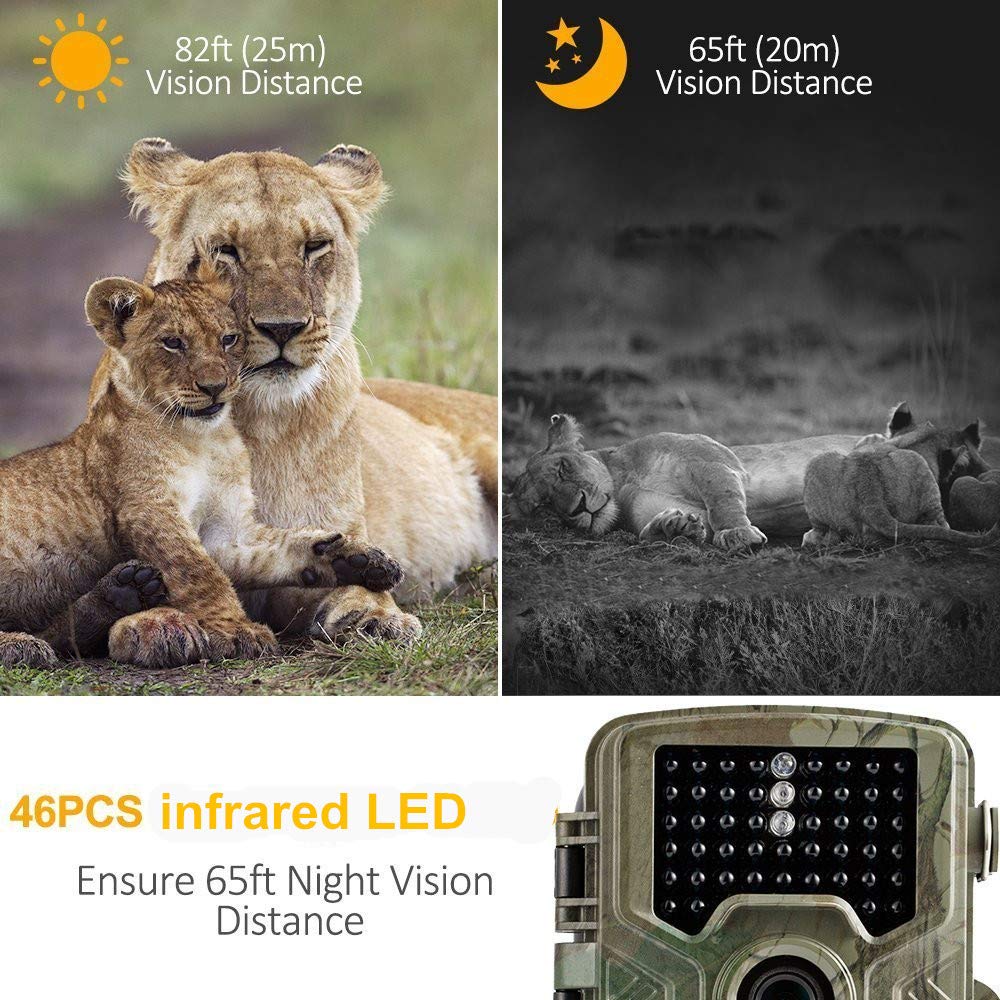 Caméra de Chasse Infrarouge Invisible 16MP 1080P HD, Trail Caméra avec Sécurité 850nm No Glow Vision Nocturne Infrarouge activé 82ft/25m, Écran de 2,4 Pouces, Vitesse de Déclenchement de 0,2 s