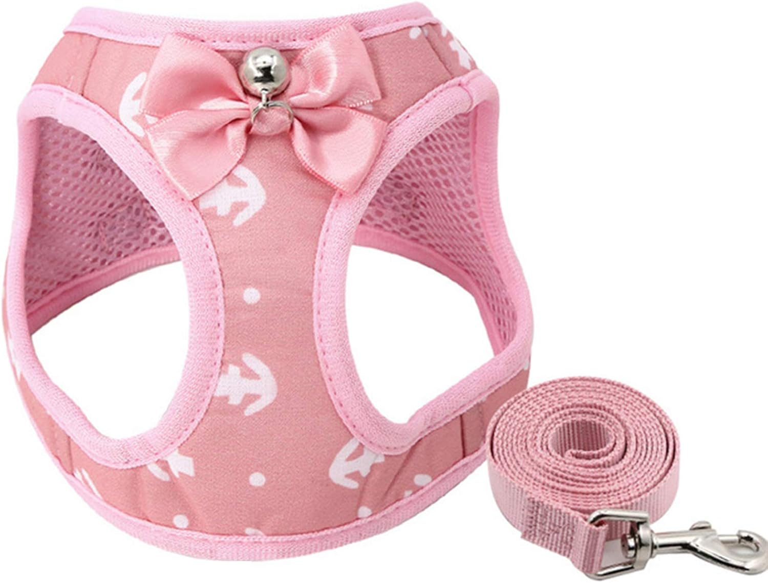 Cat Harness and Leash for Walking Escape Proof, No-Pull Small Dog Harness Adjustable Soft Breathable Kittens Vest Puppy Walking Safety Jacket with Metal Leash Ring,Step-in Outdoor Vest,Pink,XXS