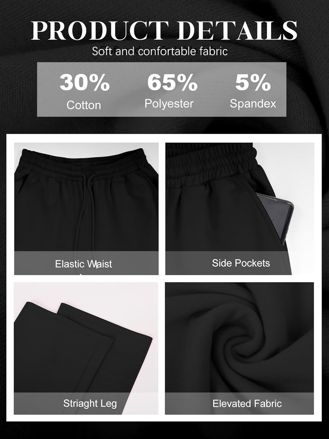 Wide Leg Sweatpants Women Lounge Pants Baggy Track Drawstring Lightweight Sweat Pants with Pockets - Image 6