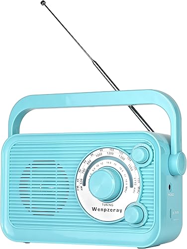 Radio portátil de onda corta AM FM funciona con pilas, buena recepción, altavoz Bluetooth de sonido claro vintage, alimentado por USB con perilla de