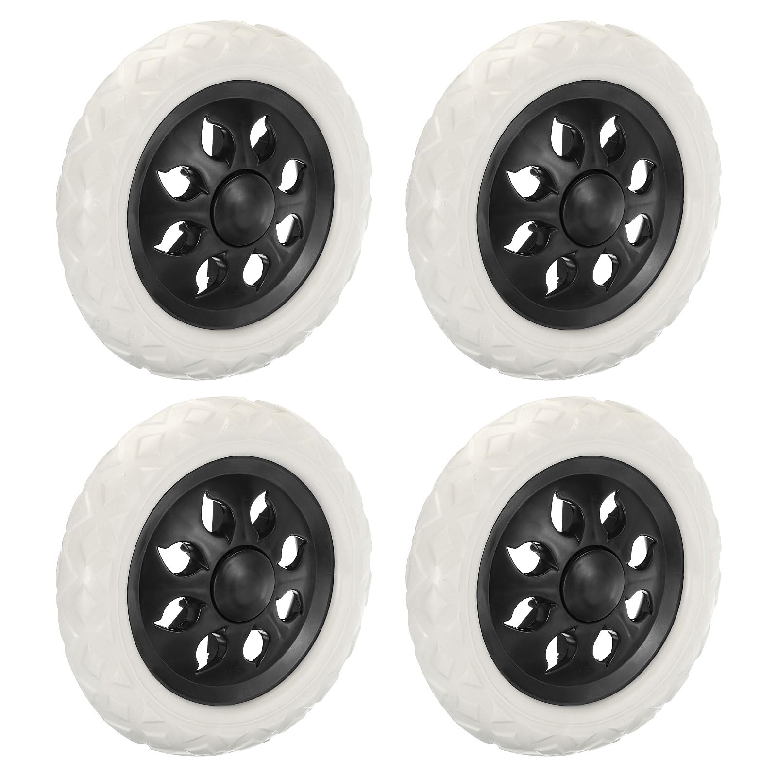 sourcing map Shopping Cart Wheels Replacement 6 Inch, 4 Pack Rubber Foaming Shopping Bag Trolley Wheel Repair for Folding Rolling Bag Laundry Cart, Black White