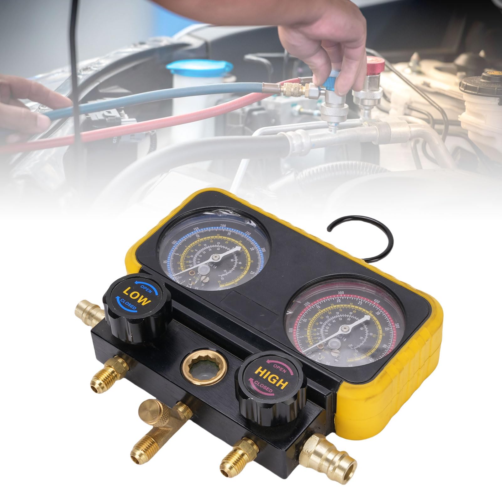 Kit di Refrigerante AC AC Set di CA Automobilistico con 3 Maniche di Sicurezza per la Valvola di Sicurezza per R410A R32 R134A R22