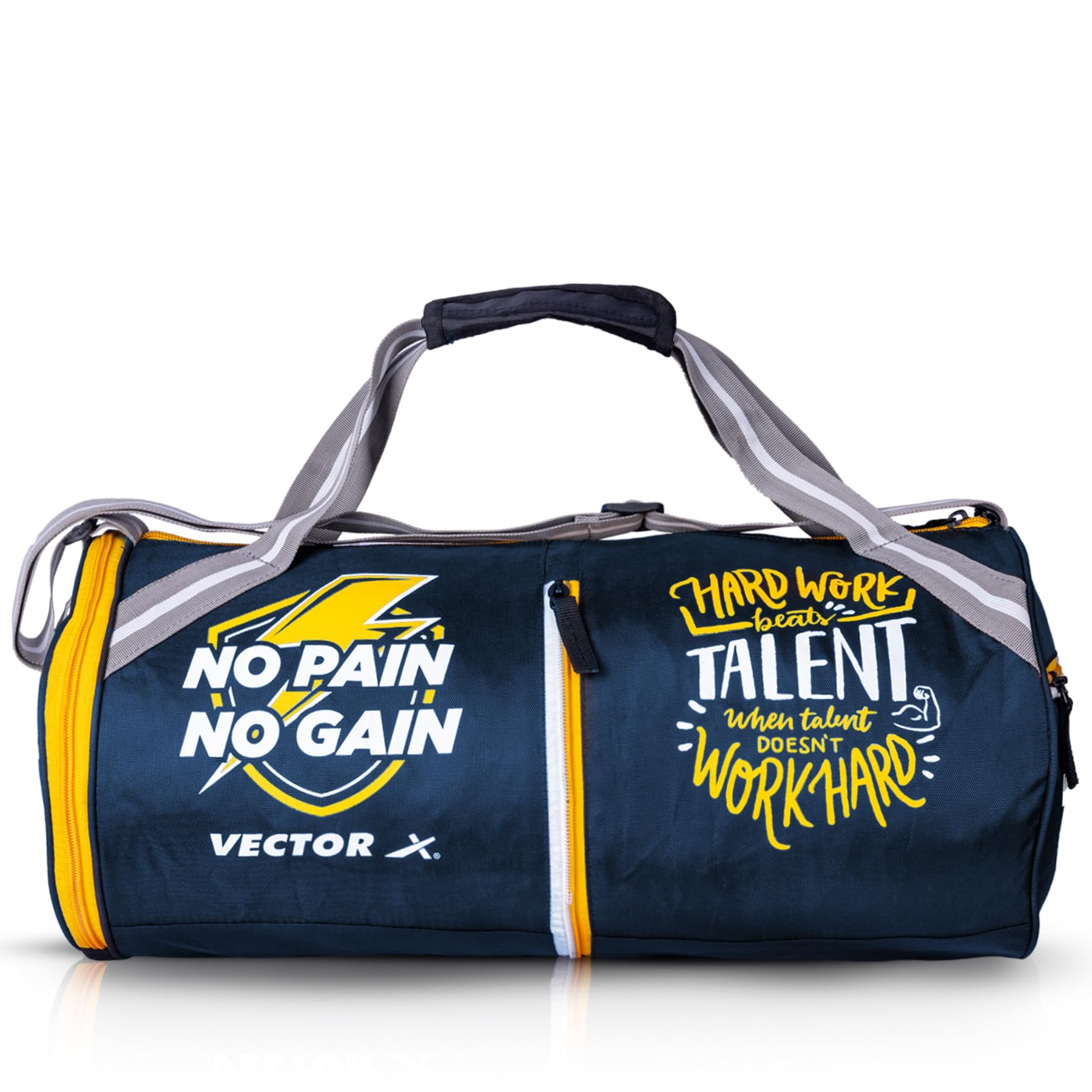 Vector XNo Pain Gym Duffel 22L Sports Bag for Men and Women with Shoes Compartment Polyester | Front Utility Pocket |Durable Base | Adjustable Shoulder Strap (Blue)