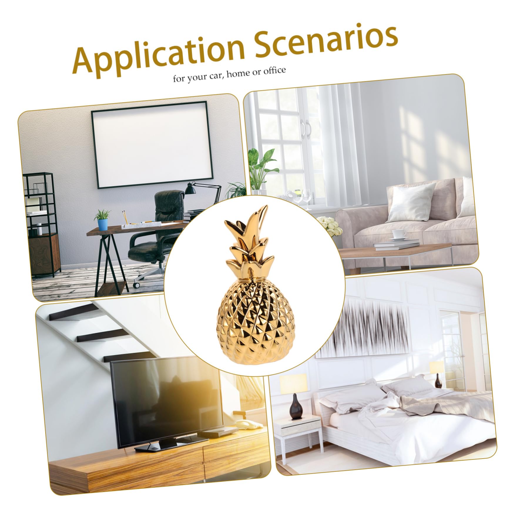 Keramik Schmuckplatte in Ananasform Gold Modern Nordisch