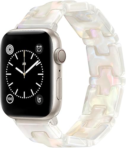JR.DM Correa de reloj elástica de resina para mujer, compatible con Apple Watch Band de 1.496 pulgadas, 1.575 pulgadas, 1.614 pulgadas, pulsera de
