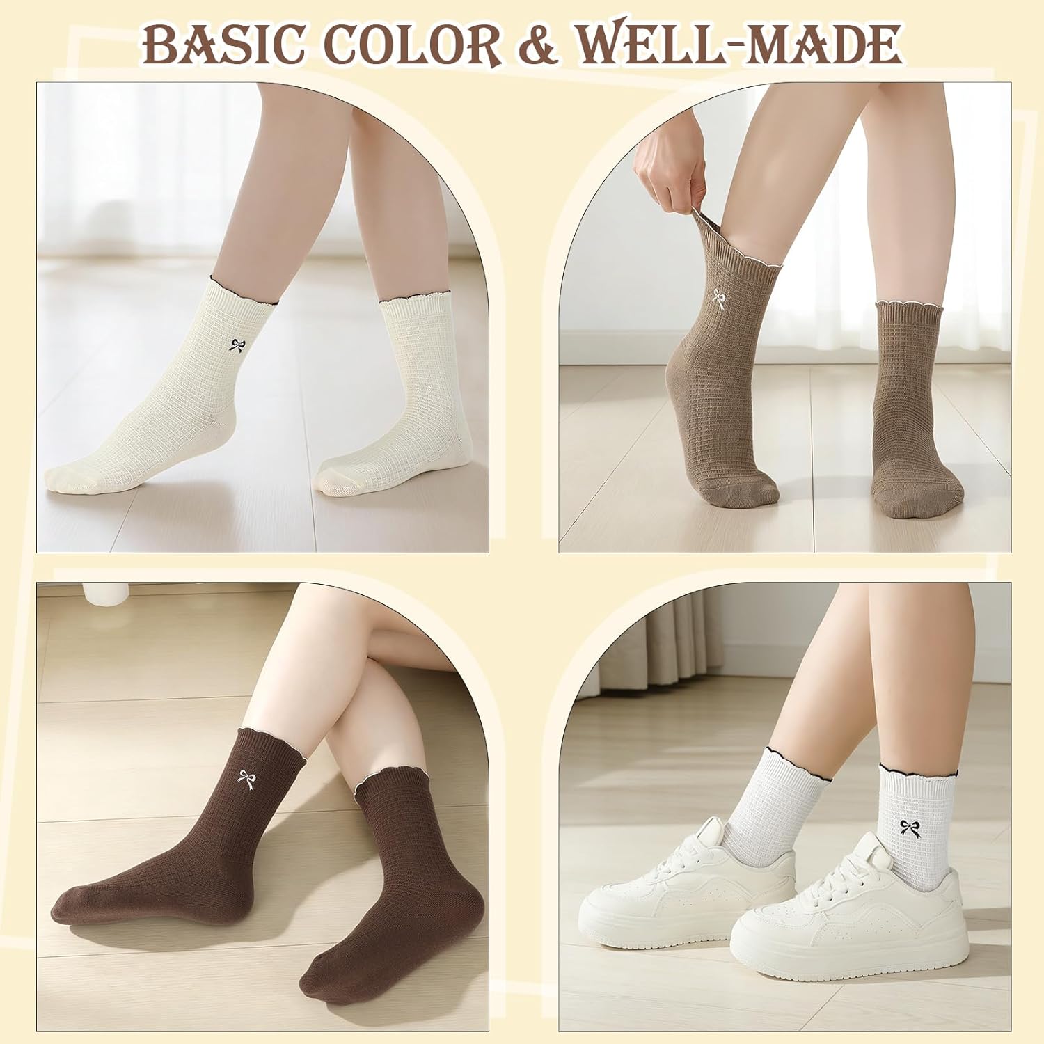 Women's Ruffle Socks Crew Casual Cute Socks Size 5.5-8.5 - Image 6