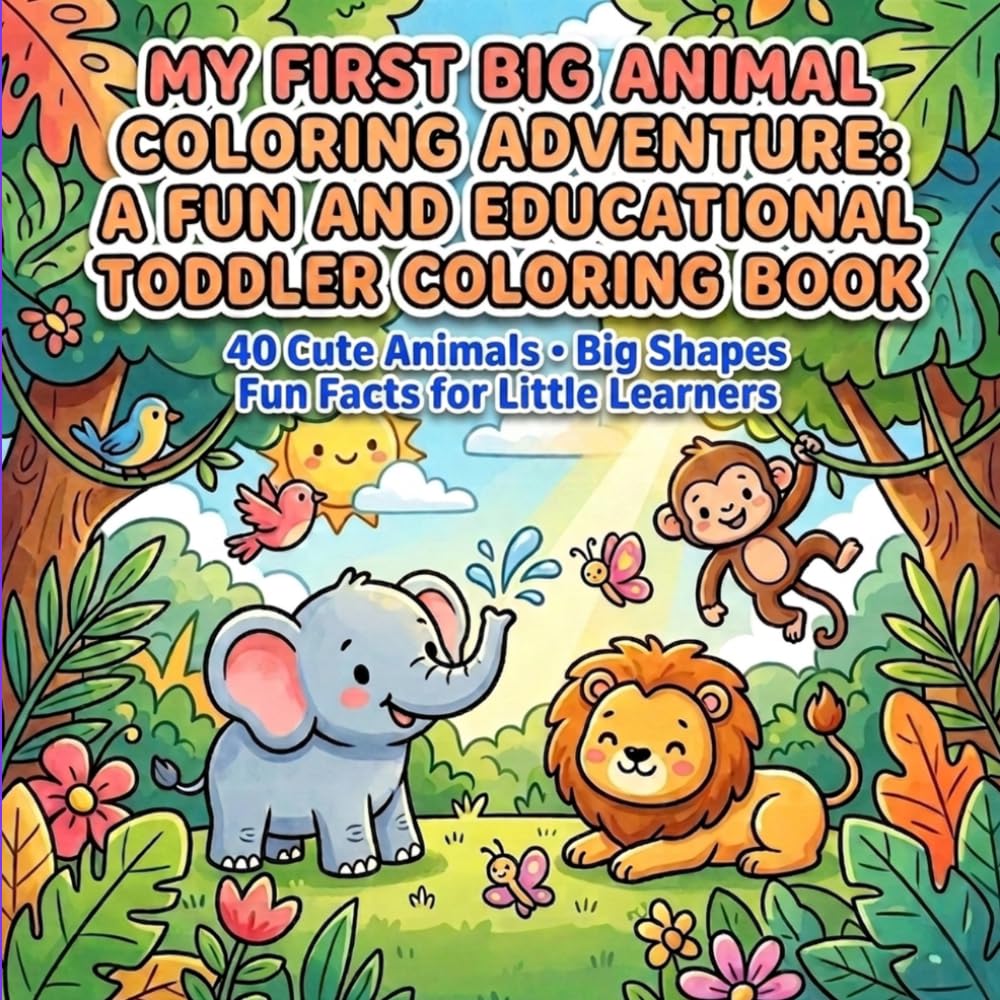 My First Big Animal Coloring Adventure: A Fun and Educational Toddler Coloring Book: 40 Cute Animals • Big Shapes • Fun Facts for Little Learners