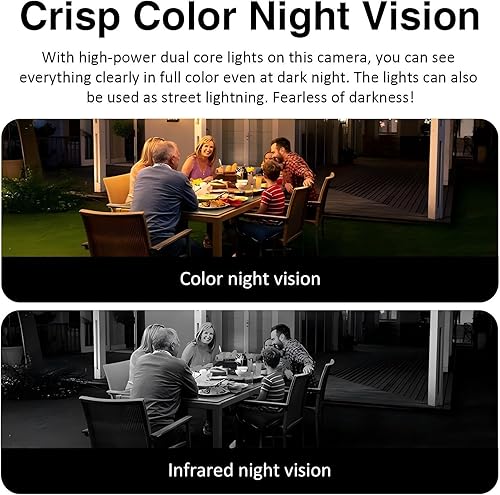 Miniatura 6 de EVERSECU Cámara de seguridad PTZ WiFi de triple lente, tres cámaras en una, cámaras laterales con brazo ajustable en todo ángulo, visión 2K de 360