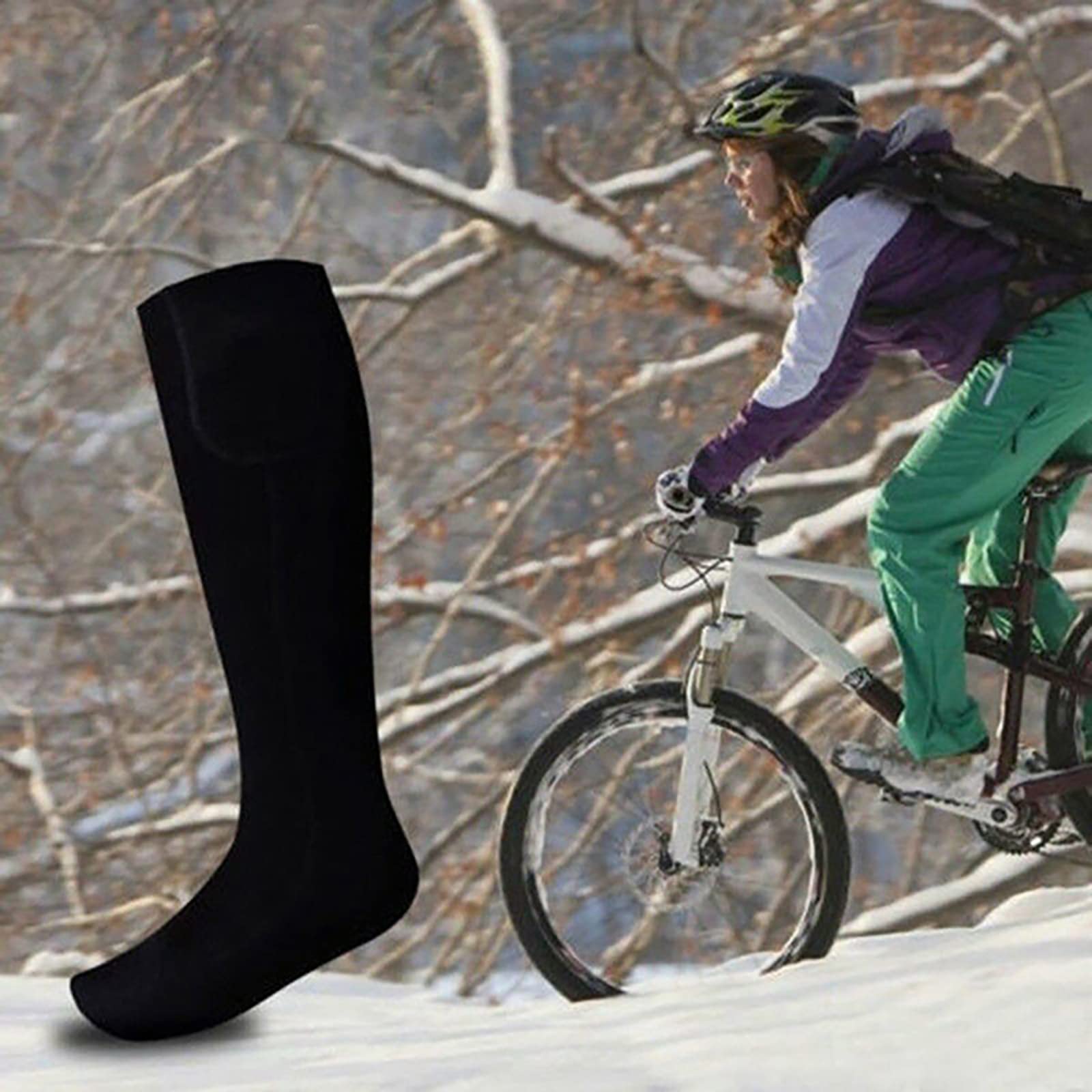 Chaussettes Chauffantes Rechargeables Alimentées par Batterie Coton Thermique Hiver Temps Froid Chauffe-Pieds pour la Randonnée Chasse Pas de Piles
