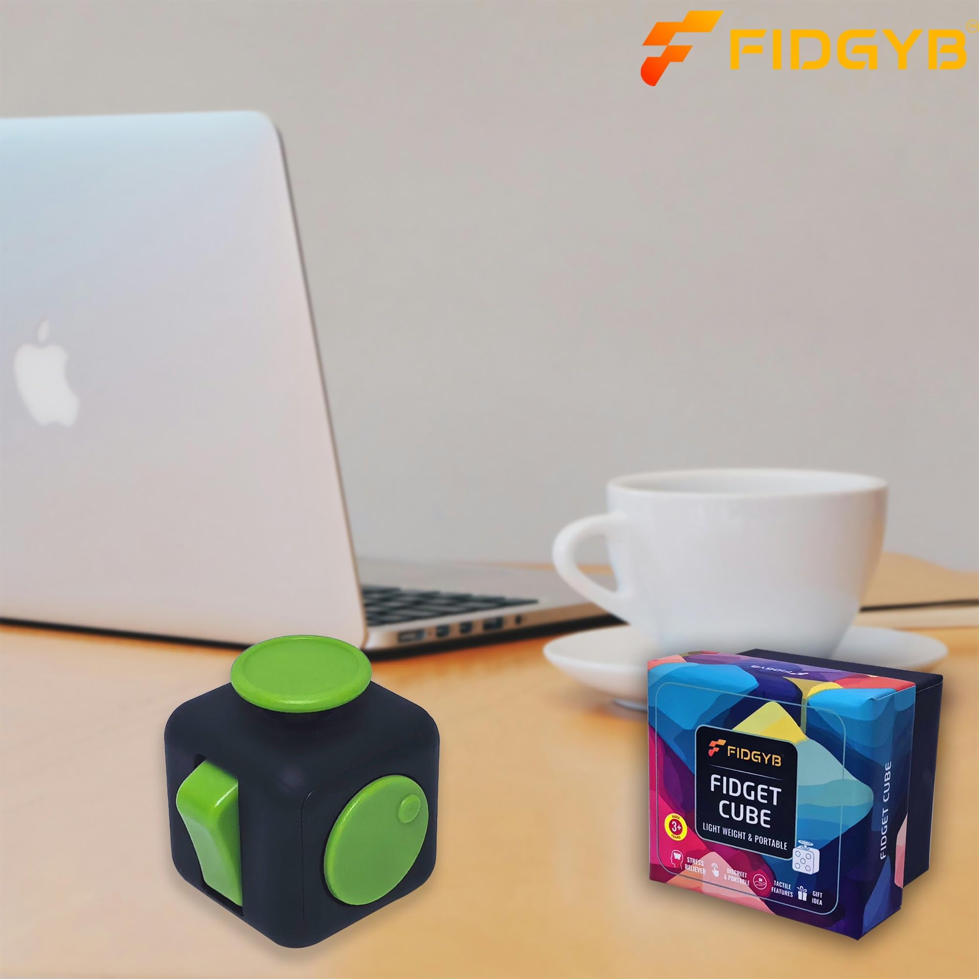 Fidget Cube kostka antystresowa dla dorosłych i dzieci, gładka, cicha zabawka sensoryczna w przypadku lęku, koncentracji i ADHD [czarna i zielona]