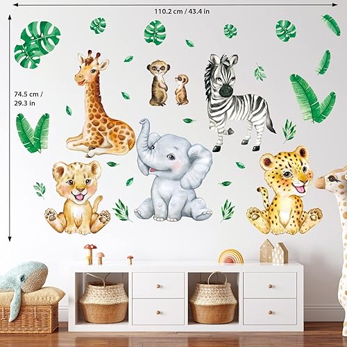 Miniatura 5 de DECOWALL DSL-8067 Calcomanías de pared de animales de la selva para bebé, decoración de habitación de niños, decoración de bebé, safari, habitación