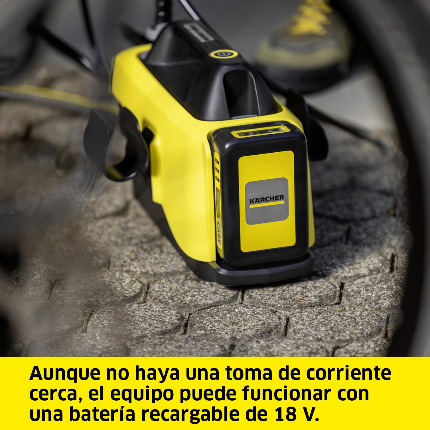 Kärcher Mobile Outdoor Cleaner OC 6-18 (presión Media 24 Bar, Manguera Flexible de 4 m, sin batería y sin Cargador rápido), Color Amarillo, Single, 1.328-500.0