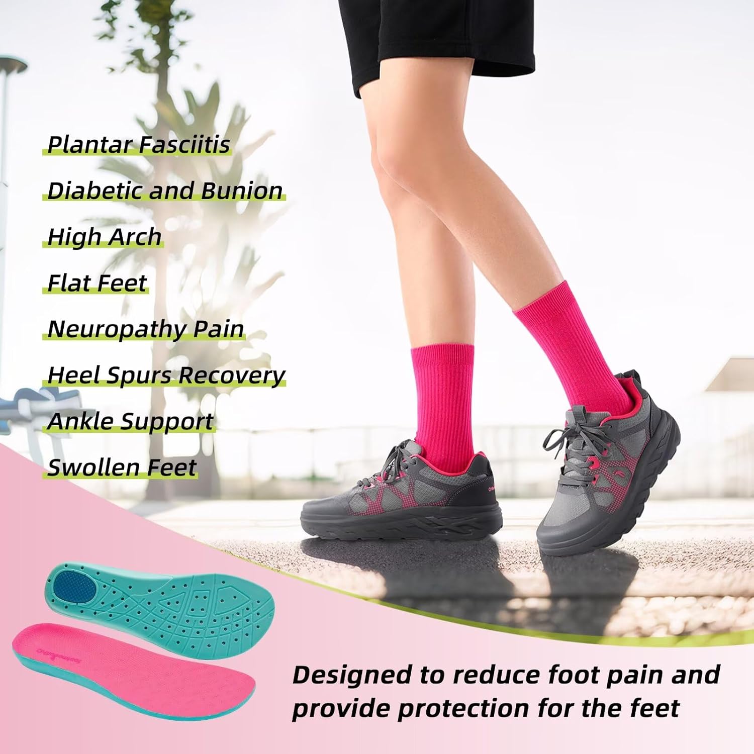 Women's Orthopedic Diabetic Wide Running Shoes: Comfortable Casual Arch Support Plantar Fasciitis Orthotic Sneakers, High Arch Swollen Work Tennis Sports Shoes for Foot and Heel Pain Relief - Image 4