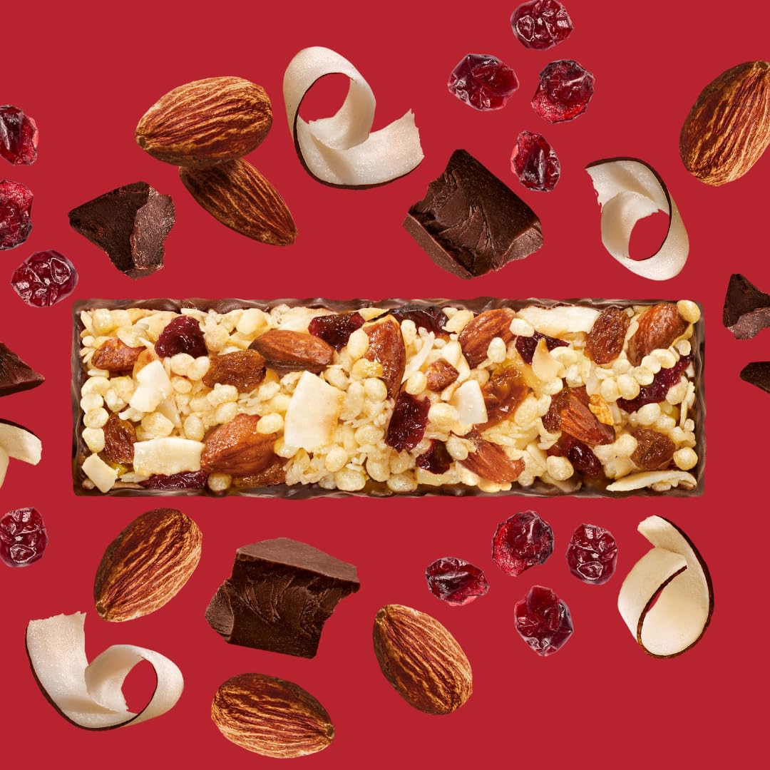 EAT NATURAL - Barres sans gluten - Cranberries, amandes, noix de coco et chocolat noir - 12 barres de 40g