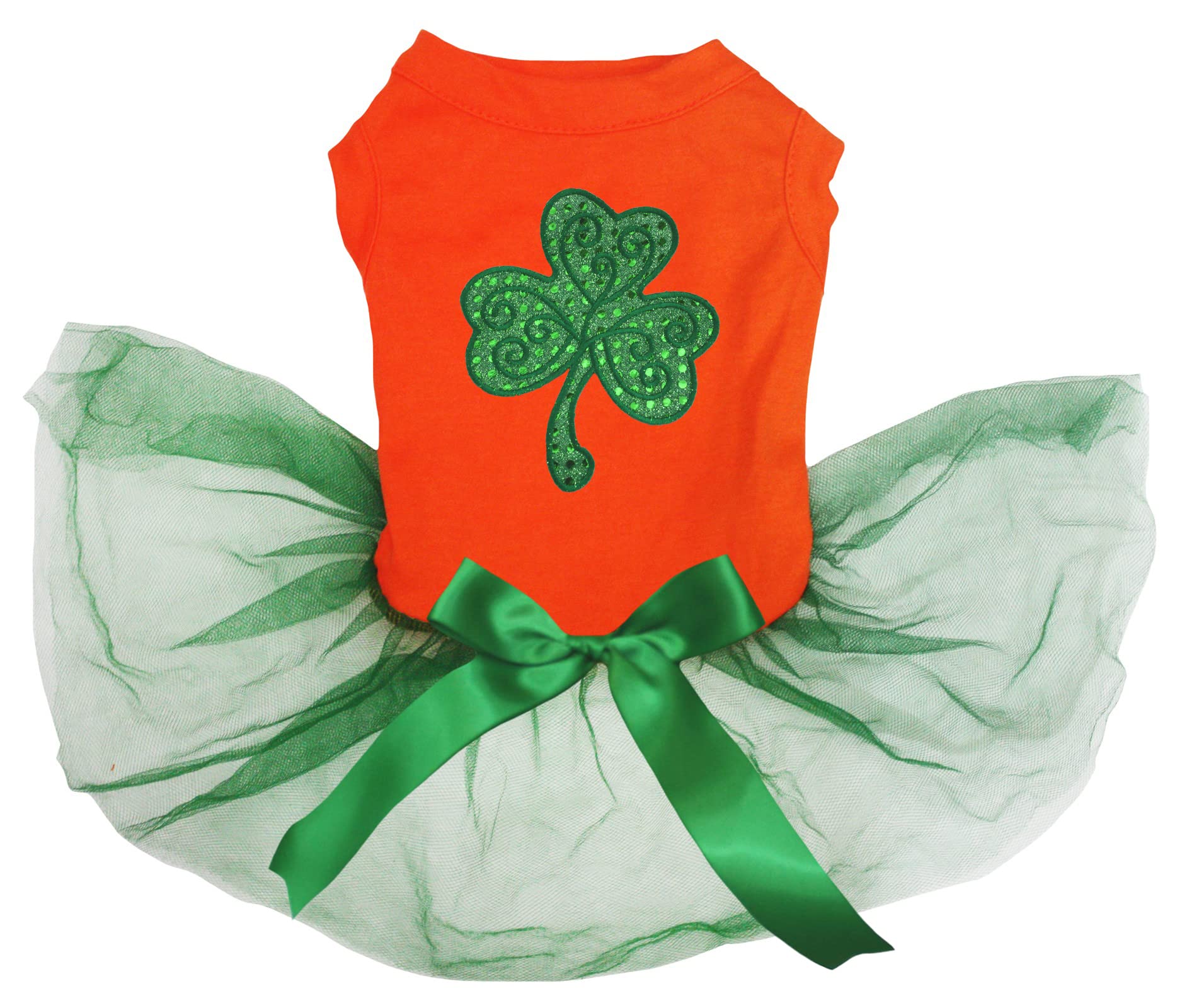 Robe pour chiot trèfle paillettes vert orange vêtement stretch XXXL