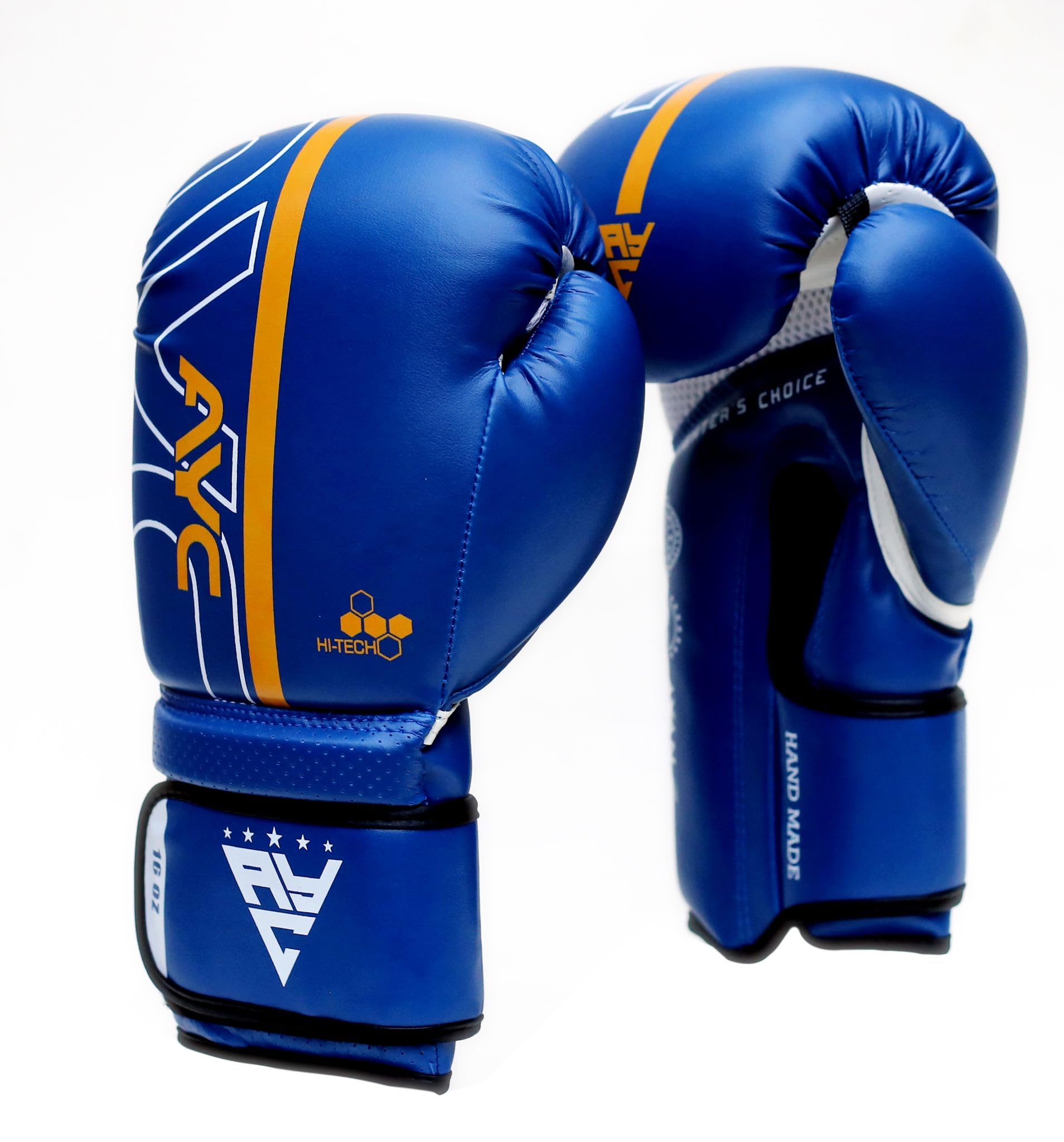 Boxing Gloves for Men & Women – Sparring Training Gloves for Punch Bag, Muay Thai, MMA & Kickboxing – Maya Hide Leather Heavy Bag Gloves with Wrist Support (10oz 12oz 14oz 16oz) (Blue Bla, 12OZ)