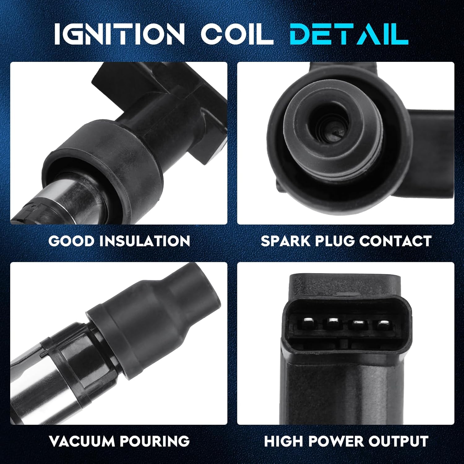 Set of 6 Ignition Coils Pack 6 Iridum Spark Plugs Compatible with 2003-2008 Jaguar S-Type X-Type 3L, 2003-2005 Jaguar X-Type 2.5L Replace UF435