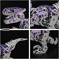 Vista 3 de Rompecabezas de metal 3D, rompecabezas de metal 3D de dinosaurio mecánico para adultos, serie Velociraptor, arte de decoración del hogar