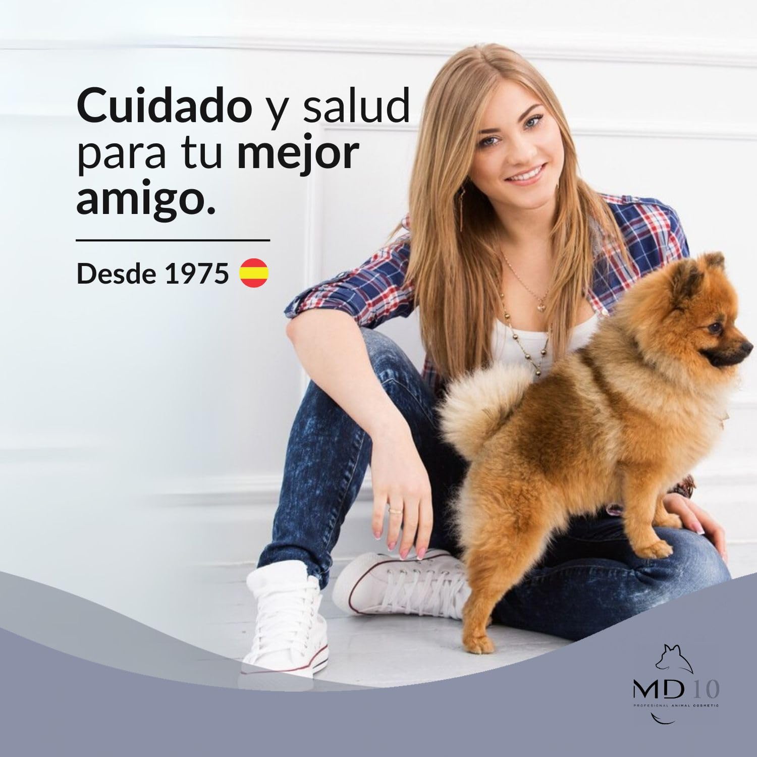 Pack Rutina Limpieza - Champú para Pomerania 300 ml + Spray Desenredante e Hidratante para Perros sin Aclarado 300 ml - Rutina de Higiene Completa para tu Perro Pomerania - MD10 Collection