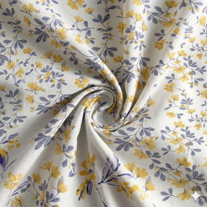 Image of Cotton Bolls Textiles Glace Cotton Fitted Bedsheet 72x72x6 Inch with 2 Pillow Covers - Soft Breathable Fabric, Elastic All Around, Printed Bedding for Double Bed