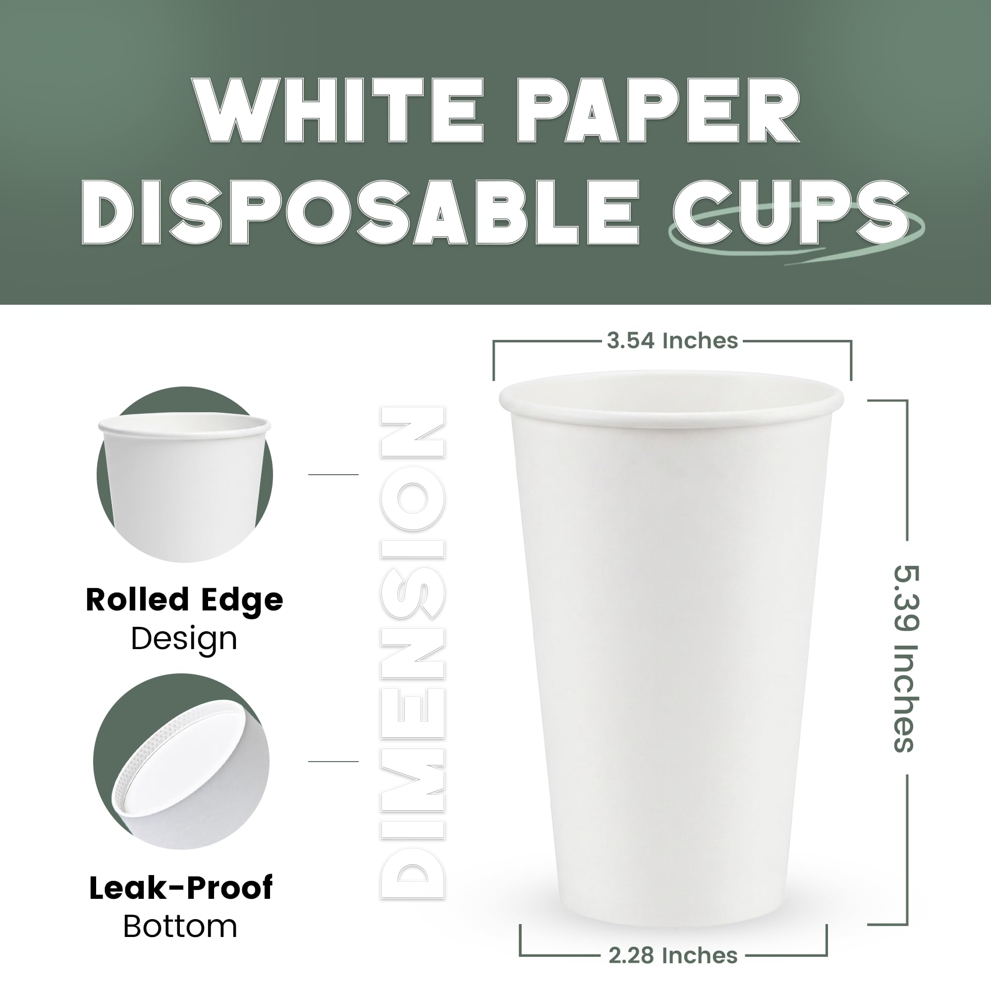 Kubki papierowe 470 ml, 200 szt. na kawę i herbatę, wyprodukowane w USA, luzem, 200 szt. do domu, biura, restauracji i imprez, nadające się do recyklingu, jednorazowe kubki na wynos, 470 ml, do