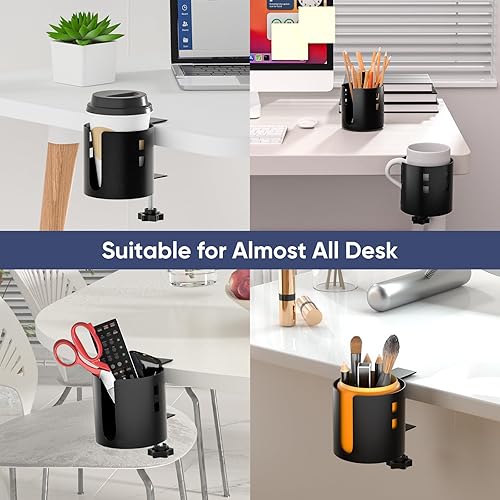Miniatura 6 de OOKUU - Soporte para tazas de escritorio más profundo, antiderrames para escritorio o mesa, resistente y duradero, fácil de instalar, suficiente