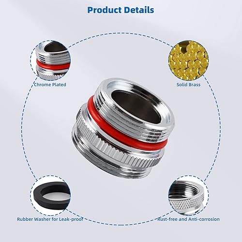 Miniatura 6 de iFealClear - Kit de adaptador de grifo, adaptadores de aireador de fregadero de latón, adaptadores de grifo de fregadero de cocina macho hembra que