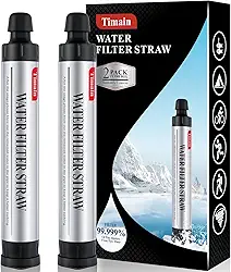 Timain Filtragem De 4 Estágios De 2 Pacotes, Palha De Filtro De Água Pessoal De Alta Taxa De Fluxo, Sobrevivência Do Purificador De Água Para Kits De Emergência, Viagens, Acampamento, Caminhada, Pesca