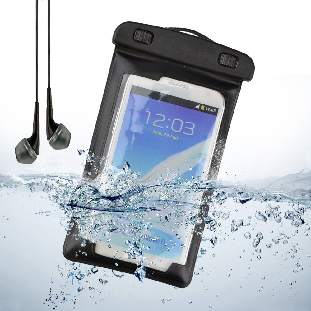 Underwater Waterproof Case Bag Pouch With Armband for Samsung Galaxy Note 3 / Note 2 / S5 / S4 / Sony Xperia Z2 / LG + VanGoddy Headset With MIC (Black)