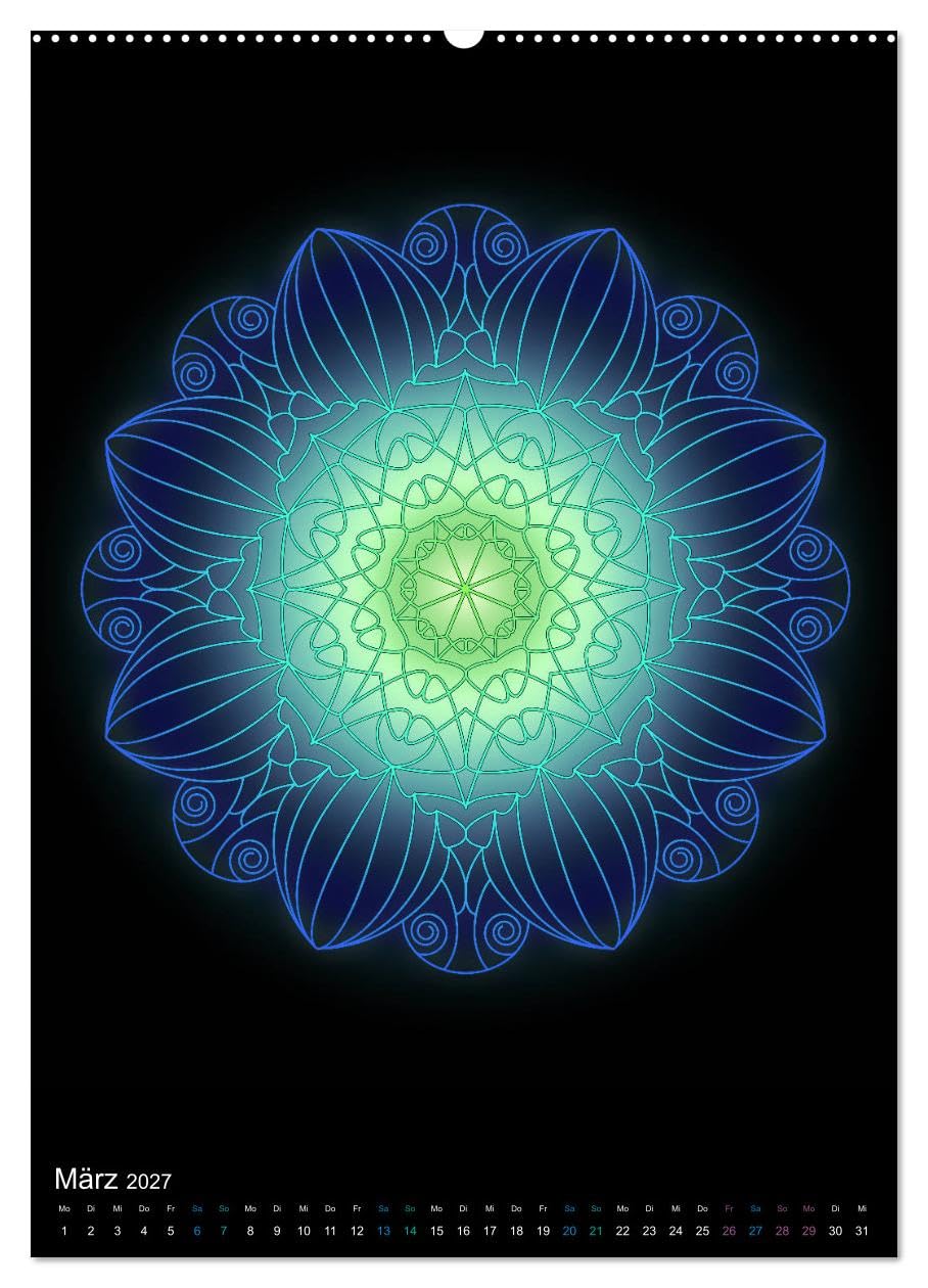 CALVENDO - Mandala-Kalender 2027 (hochwertiger Premium Wandkalender 2027 DIN A2 hoch), Kunstdruck in Hochglanz: Genießen Sie jeden Monat ein außergewöhnliches Kraftbild in Form eines Mandalas.