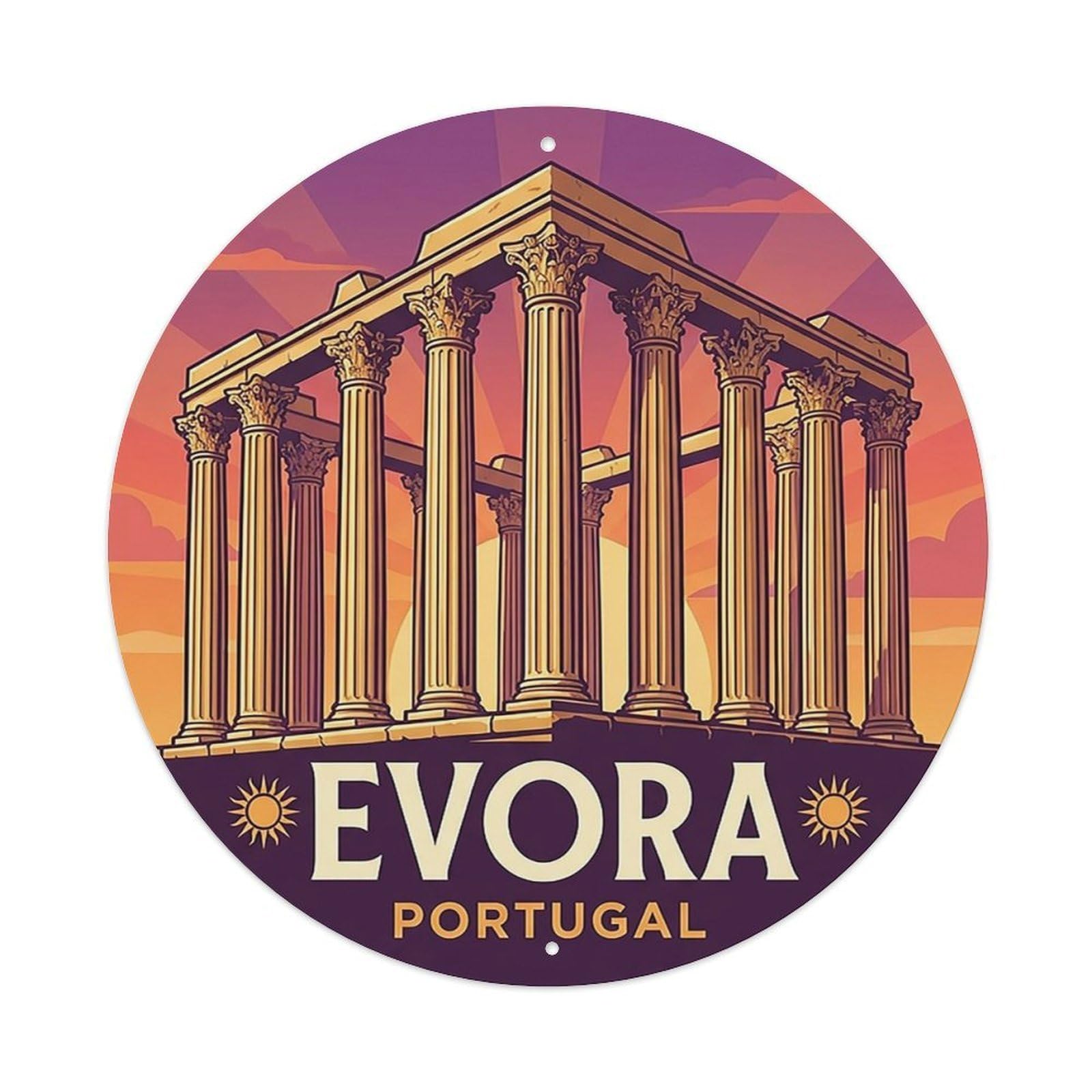Portugal Retro Travel Evora Vintage Metal Tin Sign Plaque Wall Decor for Cafe, Club Bar, Office, Garden Metal Poster 8x8Inch