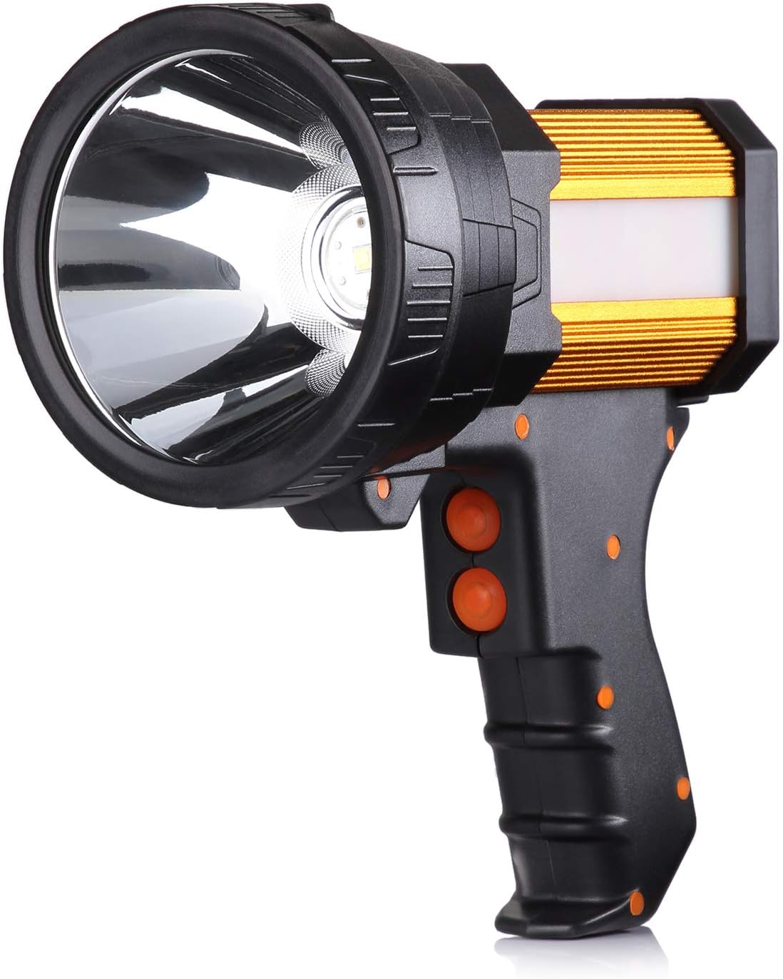 BUYSIGHT Rechargeable Spotlight,1000000 Lumens Spot Lights Hand held High lumens Large Flashlight Handheld Spotlight Lightweight and Super Bright Flashlight (Aluminium_Alloy Golden)