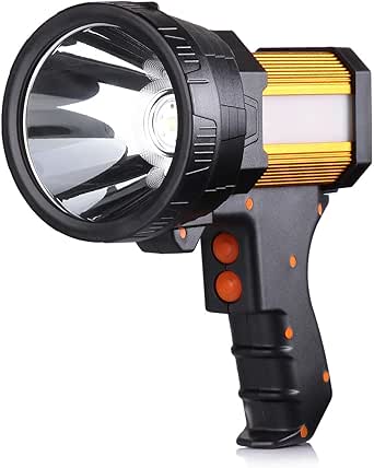BUYSIGHT Rechargeable Spotlight 1,000,000 Lumens Handheld Flashlight with Red/Blue Warning Lights