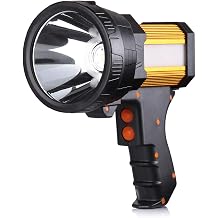 BUYSIGHT Rechargeable Spotlight,2000000 Lumens Spot Lights Hand held High lumens Large Flashlight Handheld Spotlight Lightweight and Super Bright Flashlight (Aluminium_Alloy Golden)