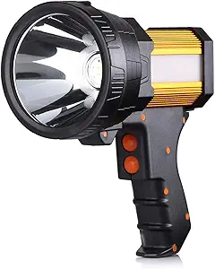 BUYSIGHT Rechargeable Spotlight,Spot Lights Hand held 160000 lumens Large Flashlight Handheld Spotlight Lightweight and Super Bright Flashlight (Aluminium_Alloy Golden)
