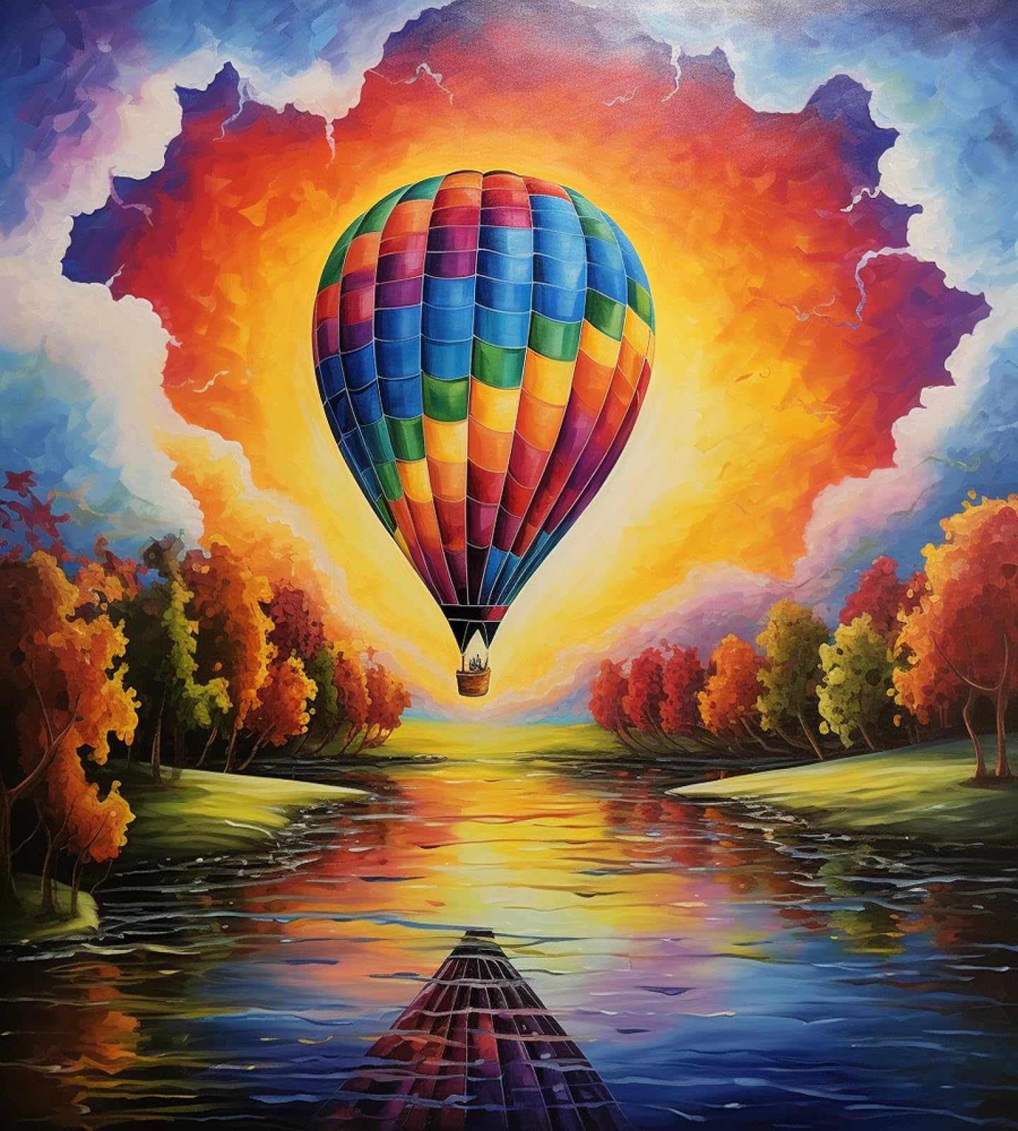 PIPISKY Paint By Numbers Beginners,Rainbow Hot Air Balloon,Easy To Learn Digital Painting,Create Unique Artwork,40x50cm,No Frame