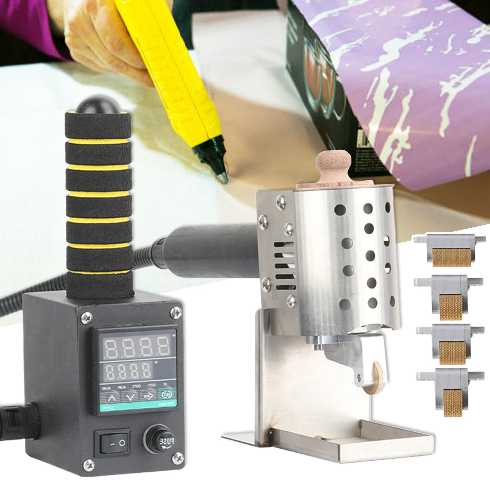 Handheld Hot Melt Glue Dispenser,Commercial adhesives heating Machine with Digital Display - Temperature Controllable 50-220?/Optional (150ml)