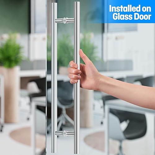 Miniatura 4 de Ranbo Manija de puerta estilo escalera de 32 pulgadas, espalda con espalda, 23.622 in (23 58 pulgadas) CTC, acero inoxidable 304, para ducha de