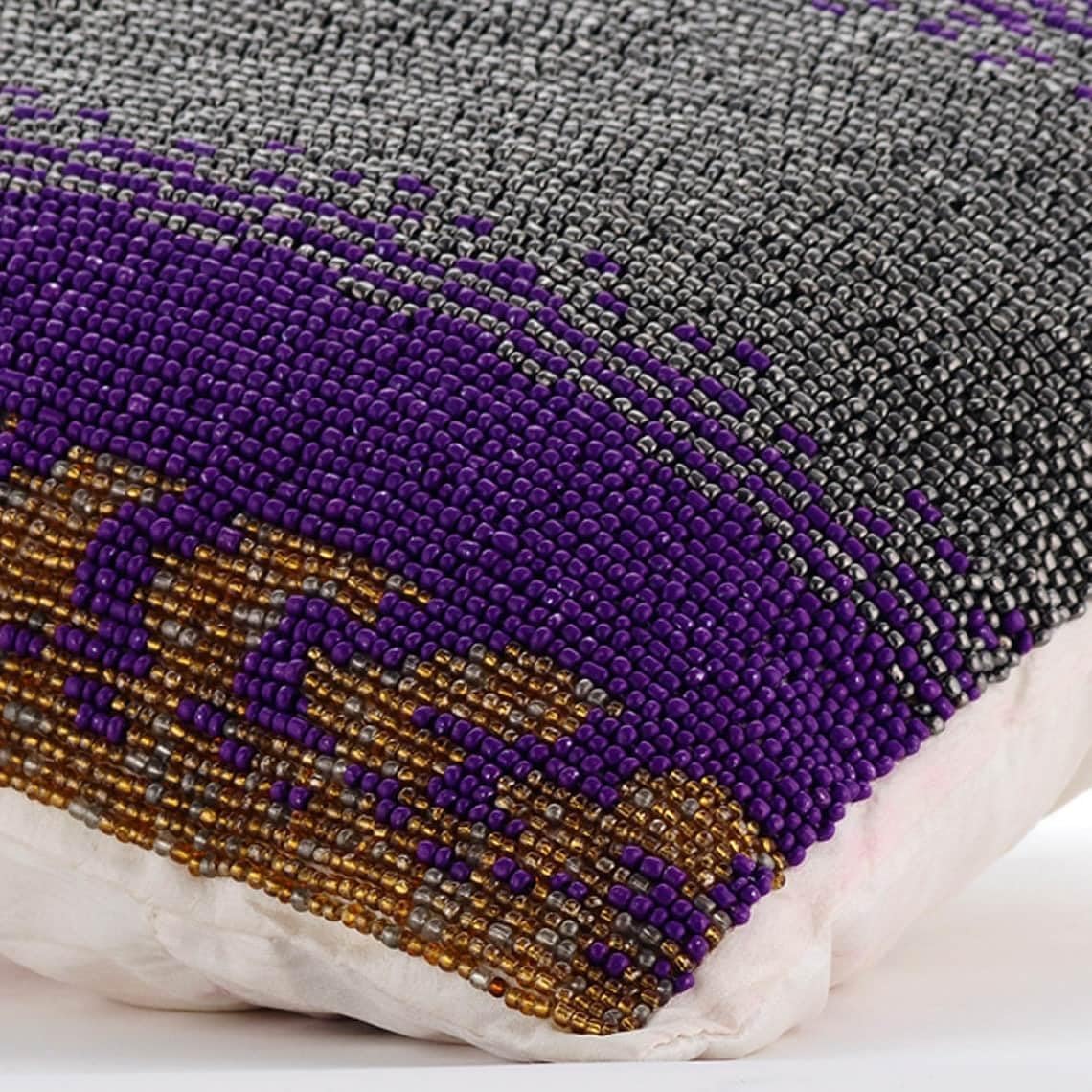 The HomeCentric Cushion Cover Sofa, Purple Cushion Cover 16x16 inch (40x40 cm) Silk Accent Pillow Covers, Abstract, Beaded, Ombre, Modern Decorative Throw Pillow Covers for Couch - Metal Berry