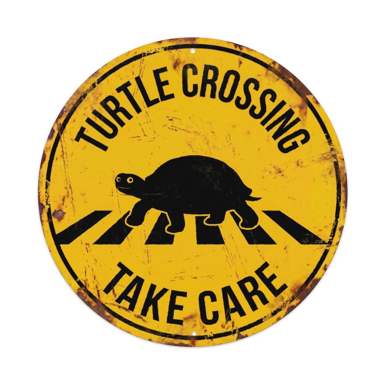 Ldfuieksufg Style Round Vintage Turtle Crossing Warning Wall Sign Road Decor Vintage Aluminium Metal Sign, Retro Wall Decor For Home, Bar, Garage & Farmhouse 20X20cm