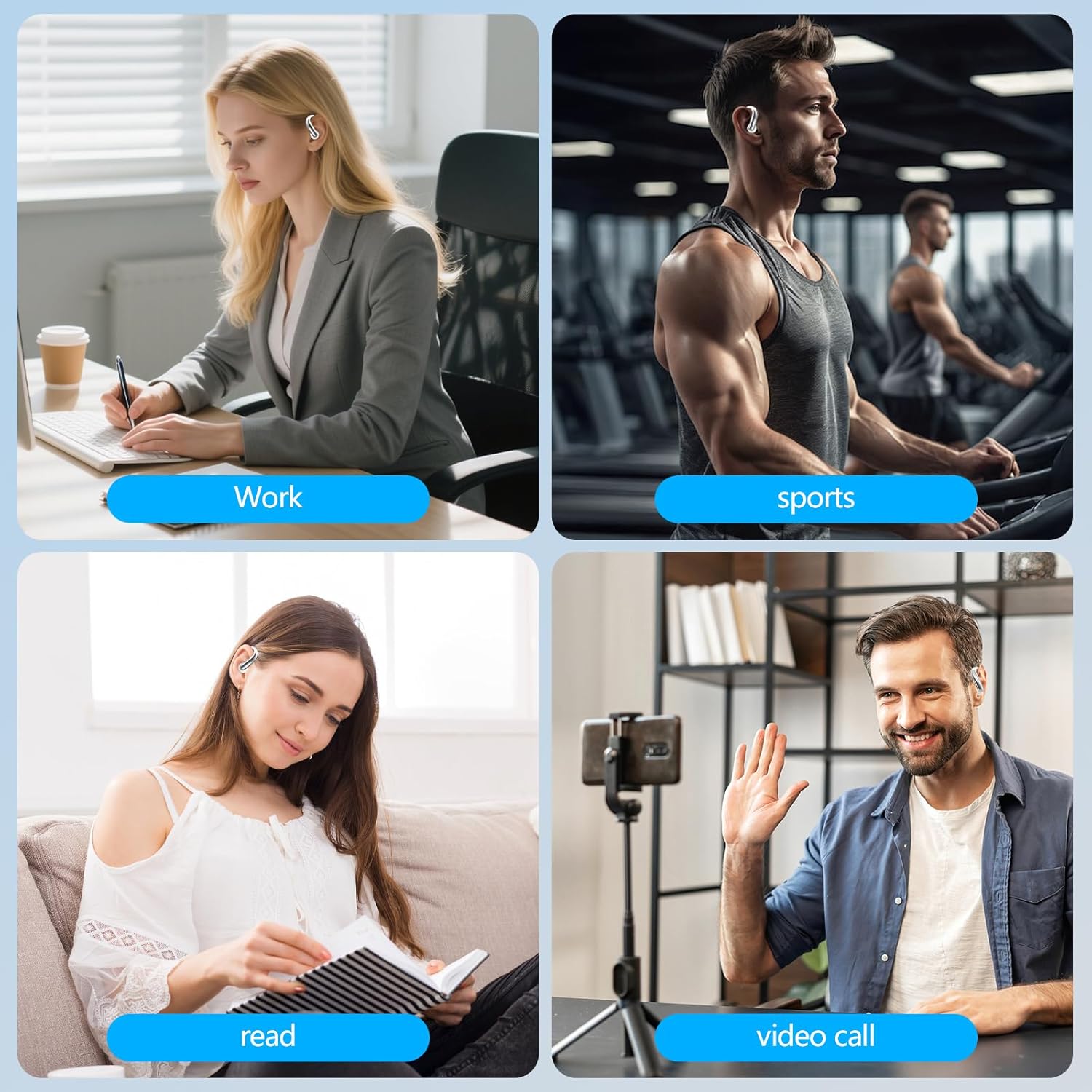 Open Ear Clip Wireless Earbuds Bone Conduction Headphones, Bluetooth 5.4, Open Ear Design, Built-in Mic, IPX7 Waterproof, LED Display Charging Case,Ear Hooks Ear Buds,Design for Running Walking - Image 8