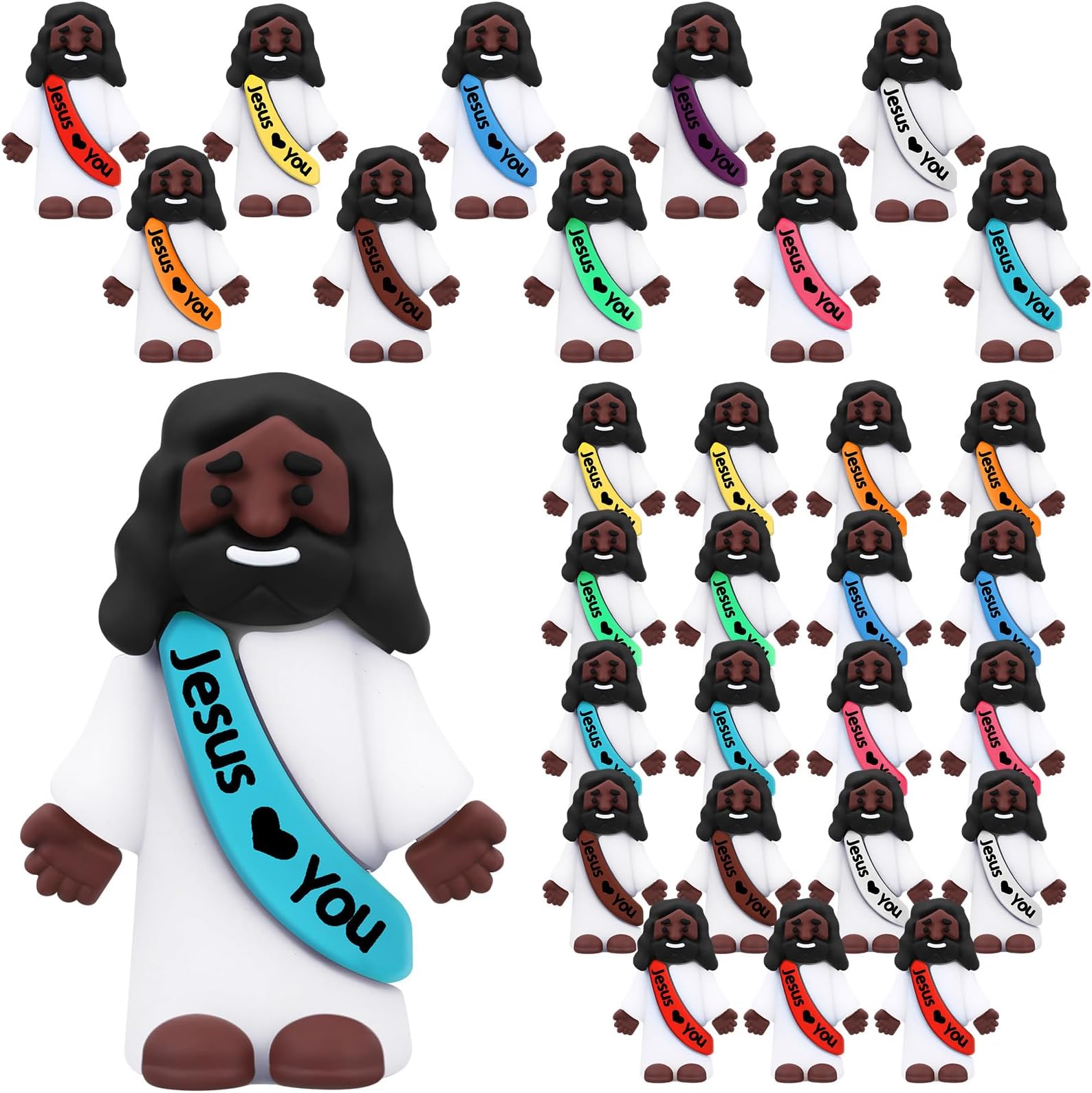 Mini Black Jesus Little Black Tiny Jesus Bulk to Hide and Seek Religious Party Favors Sunday Christian Gifts(25 Pcs)