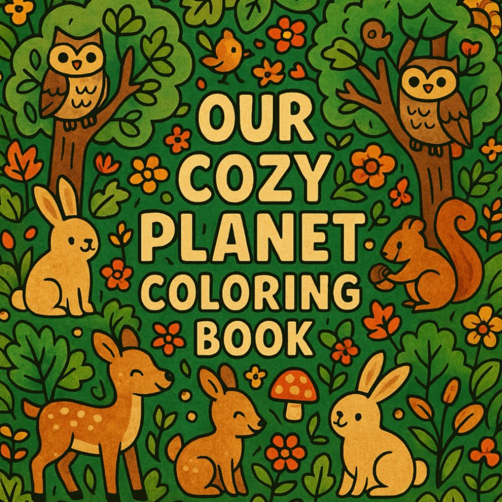 Cozy Planet Earth Coloring Book for Relaxation & Fun: 45 Unique Pages: Charming Animals, Lush Forests, Gentle Oceans, and Caring for Our World