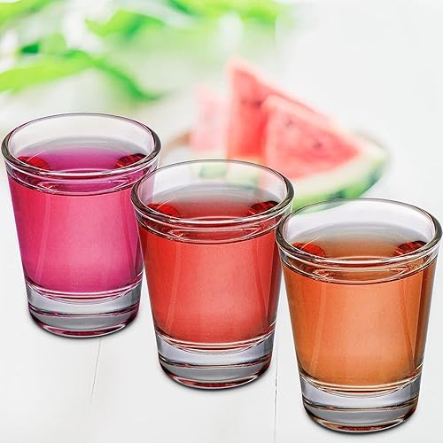 Miniatura 5 de Tebery 30 Piezas Vasos de Chupito de 60ml, Juego de 2oz Vasos de Chupito de Base Pesada, Vasos de Chupito de Vidrio Redondo, Vidrio Transparente