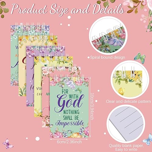 Miniatura 2 de Ireer Juego de 24 regalos cristianos a granel, bolígrafos con versículos bíblicos cristianos, espirales, bolígrafos de escritura cristiana, cita