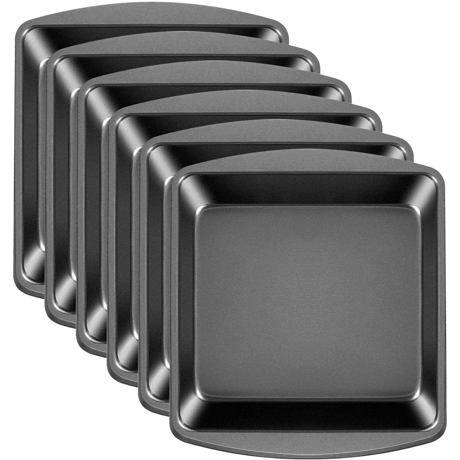 Tioncy Juego de 6 moldes cuadrados para tartas de acero de 9 x 9 pulgadas, antiadherentes, para hornear en casa, brownie, magdalenas, cocina, utensilios para hornear
