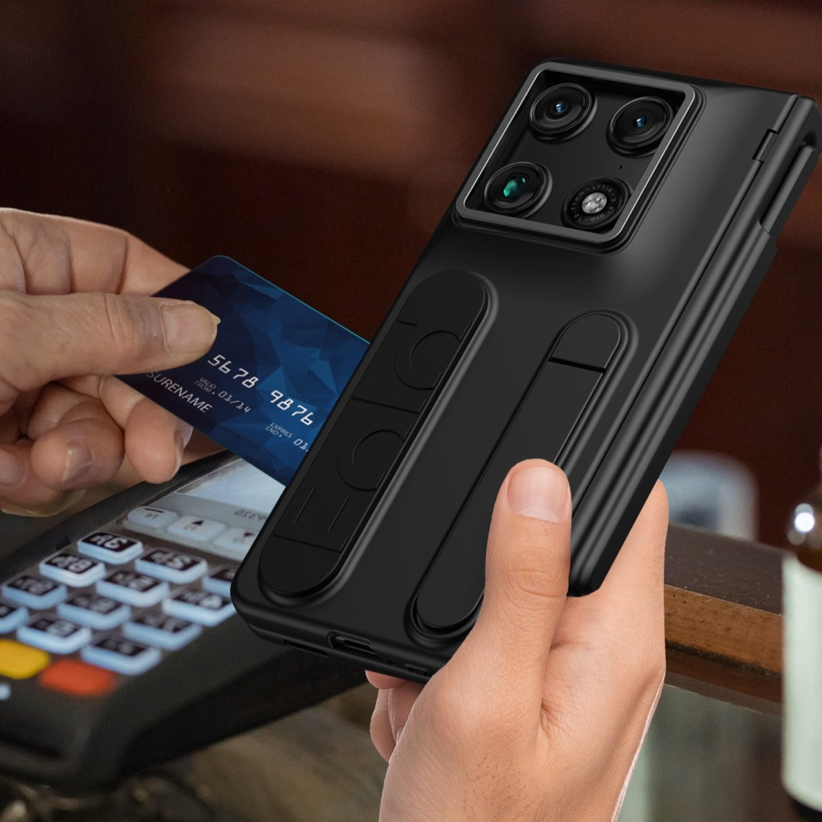 Etui Do Motorola Razr Fold, Z Wbudowaną Osłoną Ekranu, Ochroną Zawiasów, Uchwytem Długopis S, Podpórką, Paskiem Na Nadgarstek I Ukrytym Gniazdem Na Karty (przezroczysty)