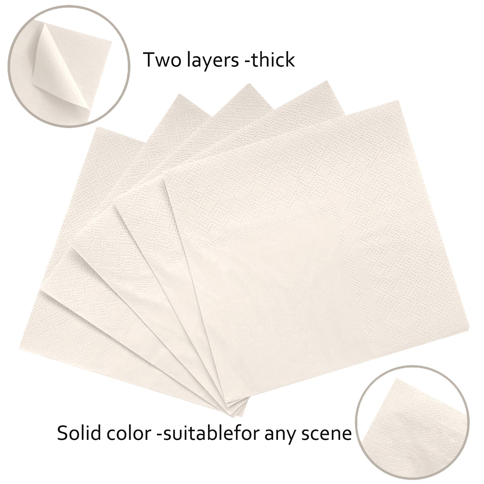 100 servilletas desechables de 2 capas, color blanco lechoso, servilletas de cóctel, servilletas de postre para cena, boda, cumpleaños, fiesta, aniversario de novia, evento de recepción (blanco
