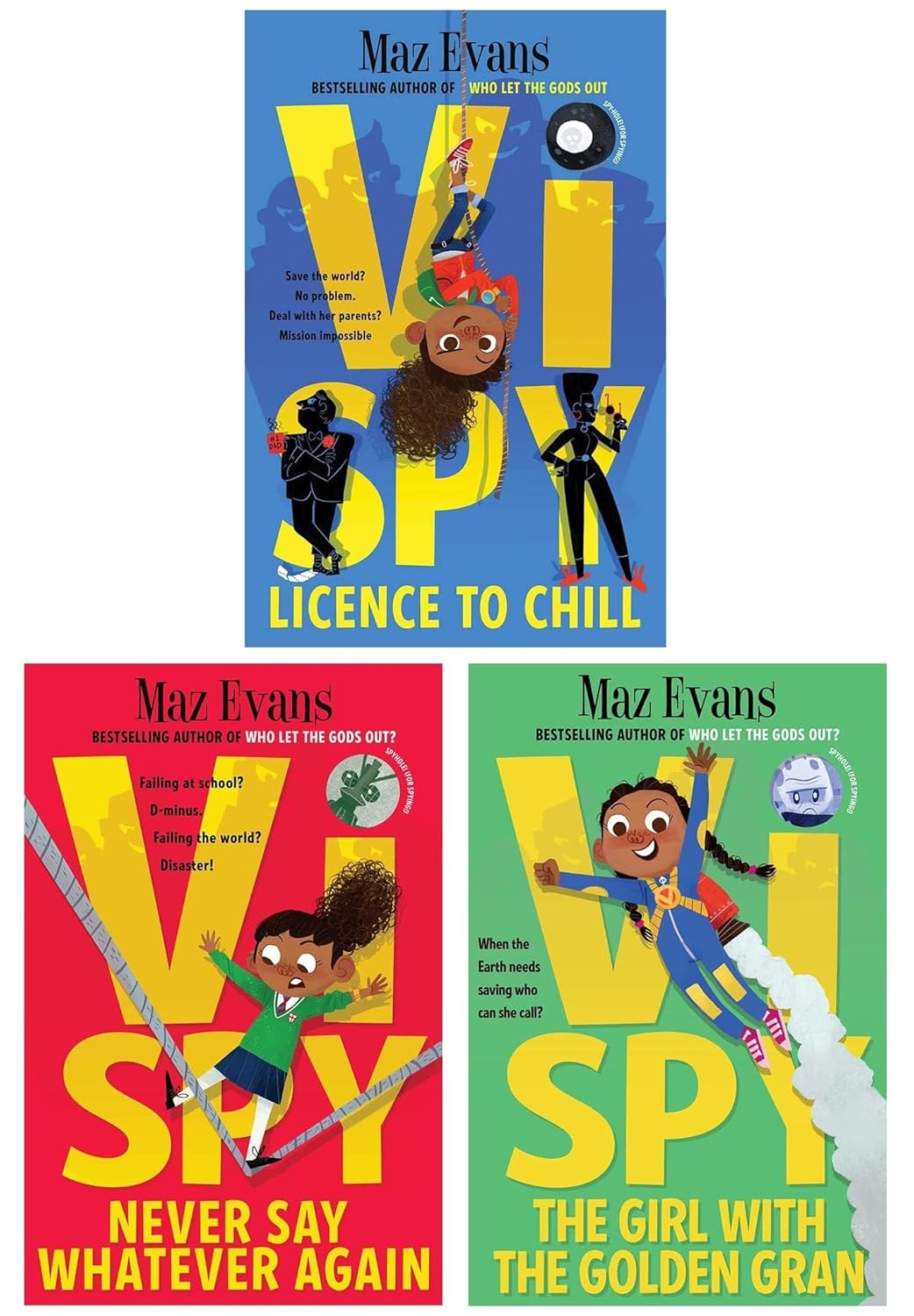 Vi Spy Series by Maz Evans 3 Books Collection Set (Licence to Chill, Never Say Whatever Again & The Girl with the Golden Gran)      Paperback – June 26, 2023
