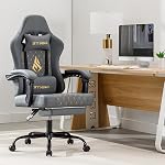 Symino Chaise de jeu avec repose-pieds, chaise de jeu vidéo ergonomique informatique, chaise à tâche pivotante réglable avec support Lumbar, PC Présidents, PU Chaises de jeu en cuir pour adultes, Gris